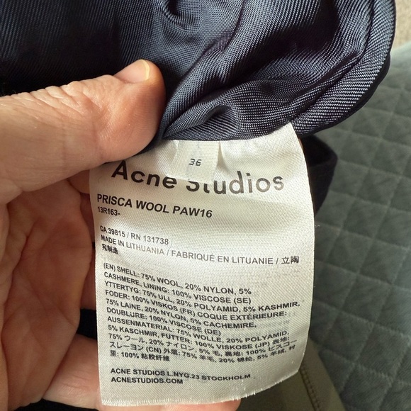 ACNE STUDIOS - Dark Blue Zip Front Prisca Wool PAW16 Skirt - Women's Size 36 - Picture 5 of 6